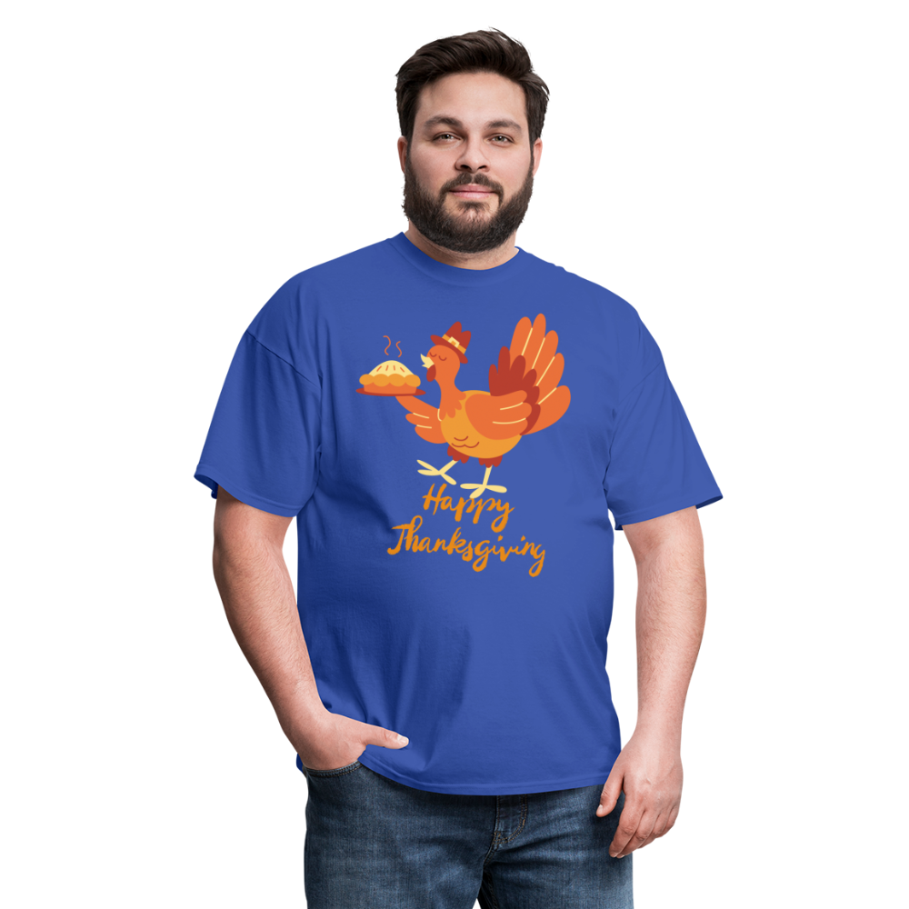 Happy Thanksgiving with Turkey | Unisex Classic T-Shirt for Men and Women - royal blue