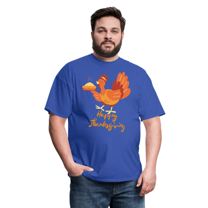 Happy Thanksgiving with Turkey | Unisex Classic T-Shirt for Men and Women - royal blue