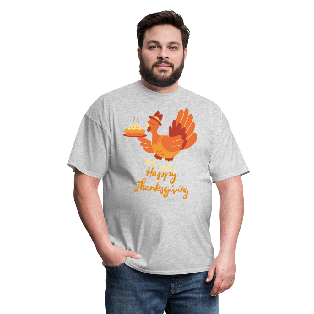 Happy Thanksgiving with Turkey | Unisex Classic T-Shirt for Men and Women - heather gray