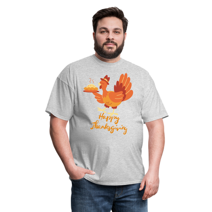 Happy Thanksgiving with Turkey | Unisex Classic T-Shirt for Men and Women - heather gray