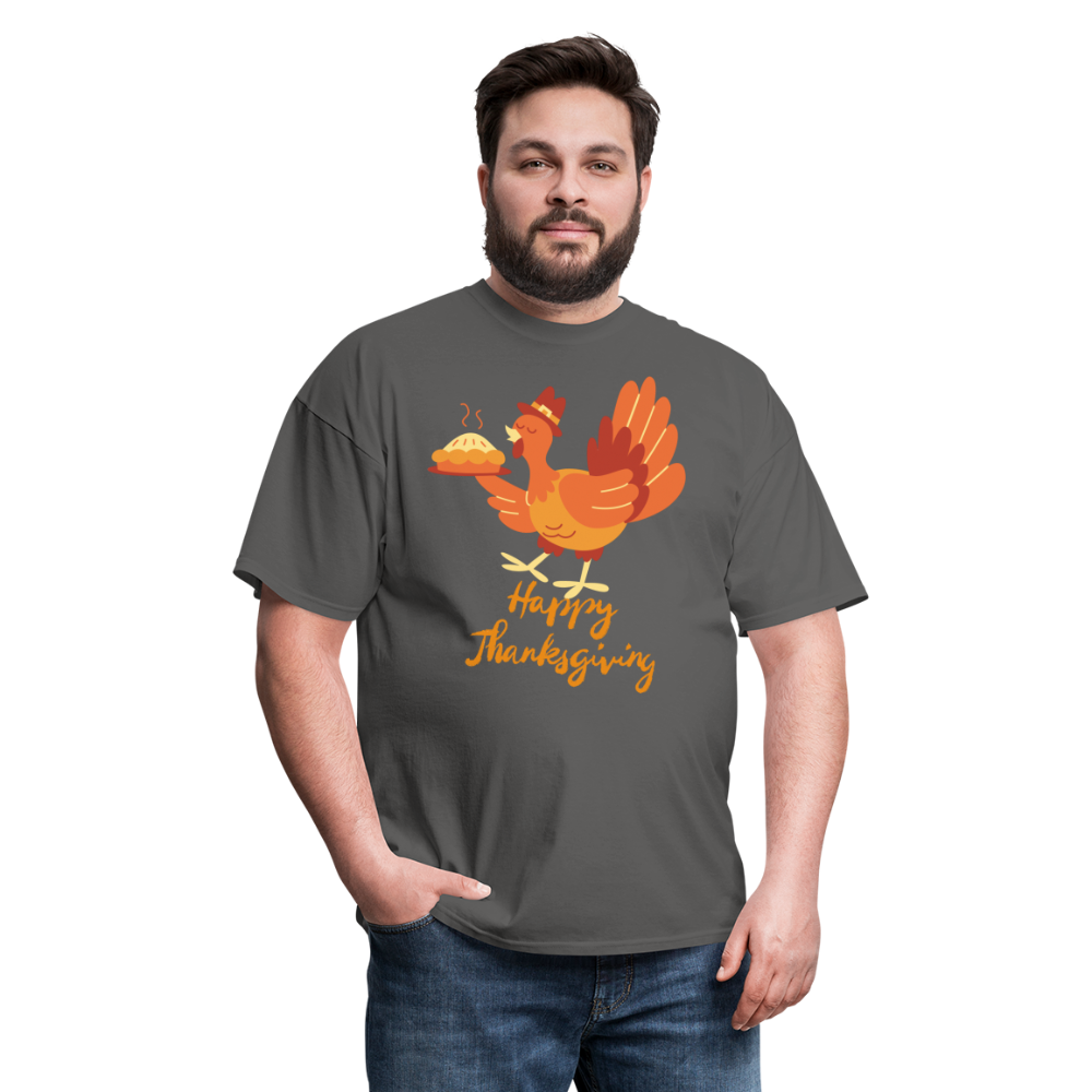 Happy Thanksgiving with Turkey | Unisex Classic T-Shirt for Men and Women - charcoal