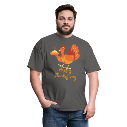 Happy Thanksgiving with Turkey | Unisex Classic T-Shirt for Men and Women - charcoal