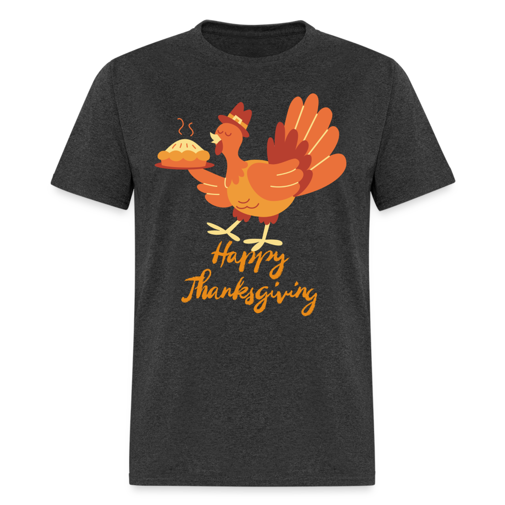 Happy Thanksgiving with Turkey | Unisex Classic T-Shirt for Men and Women - heather black