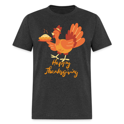 Happy Thanksgiving with Turkey | Unisex Classic T-Shirt for Men and Women - heather black