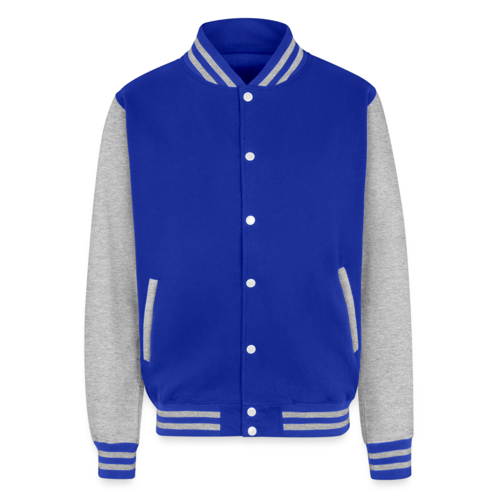 Just Hoods Heavyweight Letterman Jacket | Heavy Winter - royal/heather grey