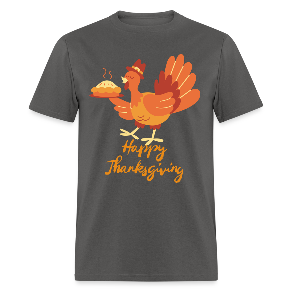 Happy Thanksgiving with Turkey | Unisex Classic T-Shirt for Men and Women - charcoal