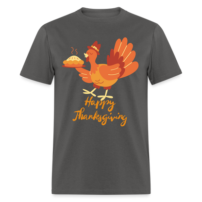 Happy Thanksgiving with Turkey | Unisex Classic T-Shirt for Men and Women - charcoal