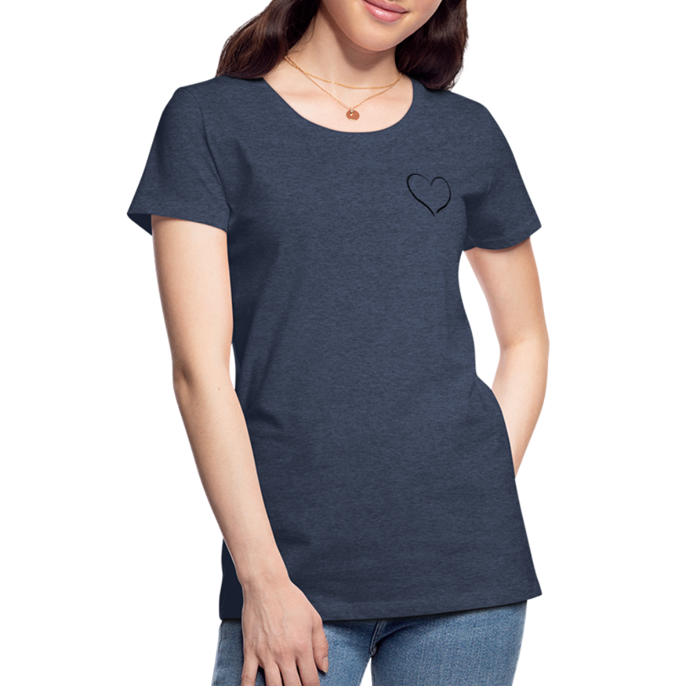 Heart Outline Design T-Shirt for Women | Women’s Premium T-Shirt - heather blue