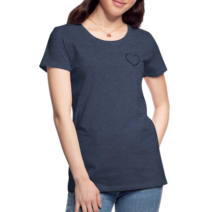 Heart Outline Design T-Shirt for Women | Women’s Premium T-Shirt - heather blue