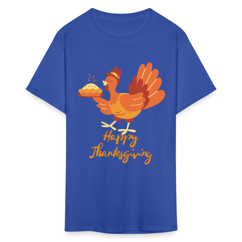 Happy Thanksgiving with Turkey | Unisex Classic T-Shirt for Men and Women - royal blue