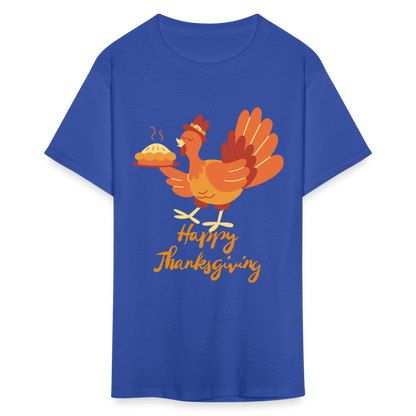 Happy Thanksgiving with Turkey | Unisex Classic T-Shirt for Men and Women - royal blue