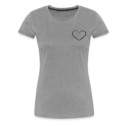 Heart Outline Design T-Shirt for Women | Women’s Premium T-Shirt - heather gray