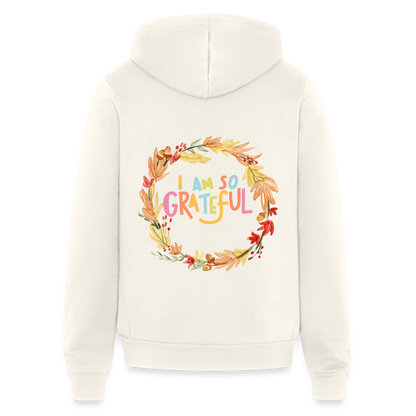 I am so Grateful | Thanksgiving Hoodie | Bella + Canvas Unisex Full Zip Hoodie - vintage white