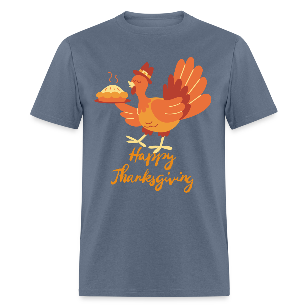 Happy Thanksgiving with Turkey | Unisex Classic T-Shirt for Men and Women - denim