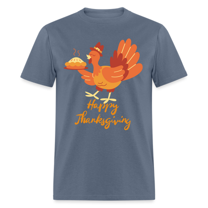 Happy Thanksgiving with Turkey | Unisex Classic T-Shirt for Men and Women - denim