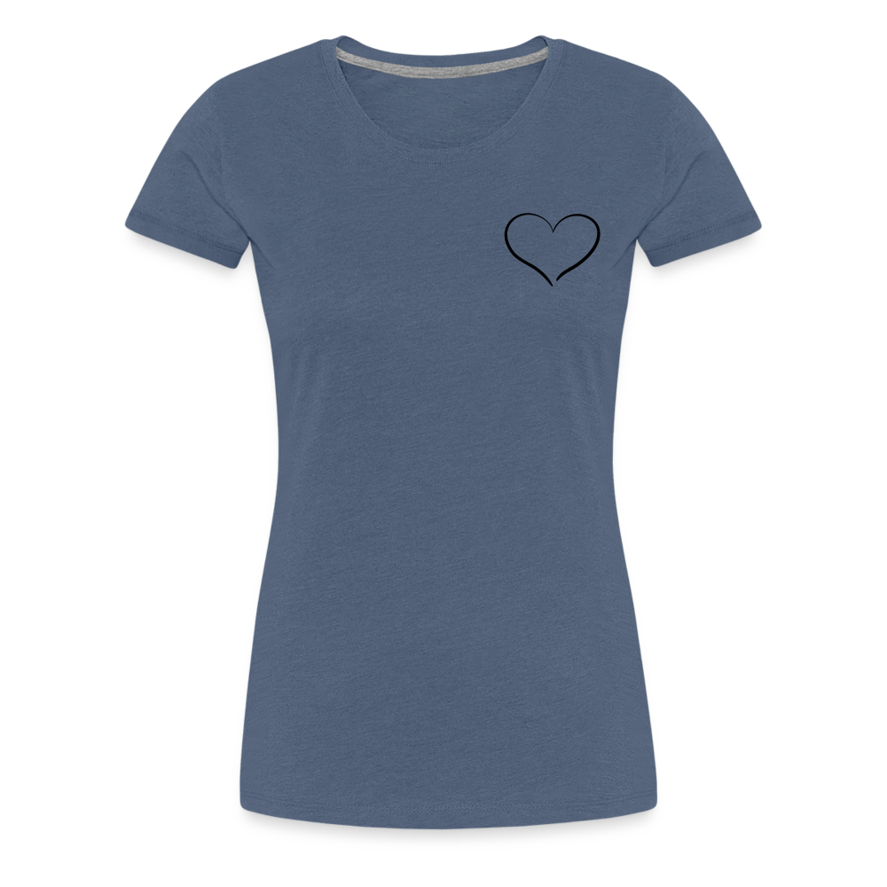 Heart Outline Design T-Shirt for Women | Women’s Premium T-Shirt - heather blue