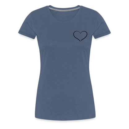 Heart Outline Design T-Shirt for Women | Women’s Premium T-Shirt - heather blue