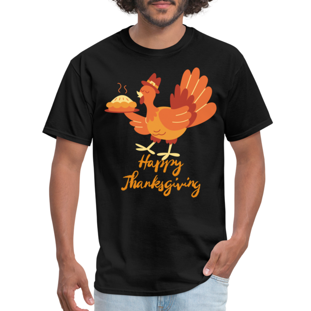 Happy Thanksgiving with Turkey | Unisex Classic T-Shirt for Men and Women - black