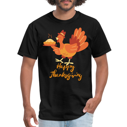 Happy Thanksgiving with Turkey | Unisex Classic T-Shirt for Men and Women - black