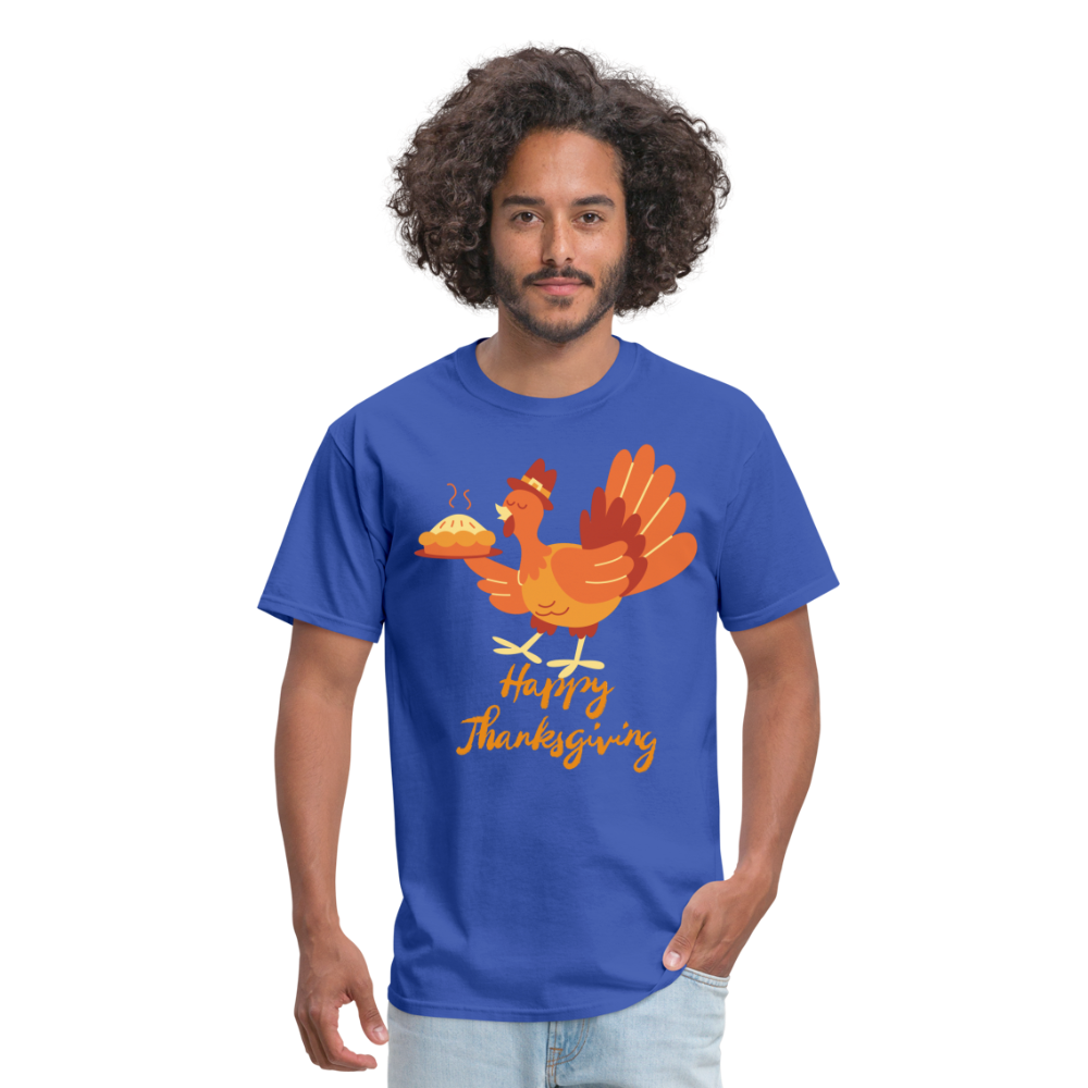 Happy Thanksgiving with Turkey | Unisex Classic T-Shirt for Men and Women - royal blue