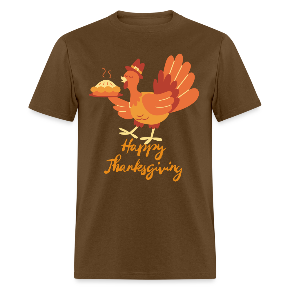 Happy Thanksgiving with Turkey | Unisex Classic T-Shirt for Men and Women - brown