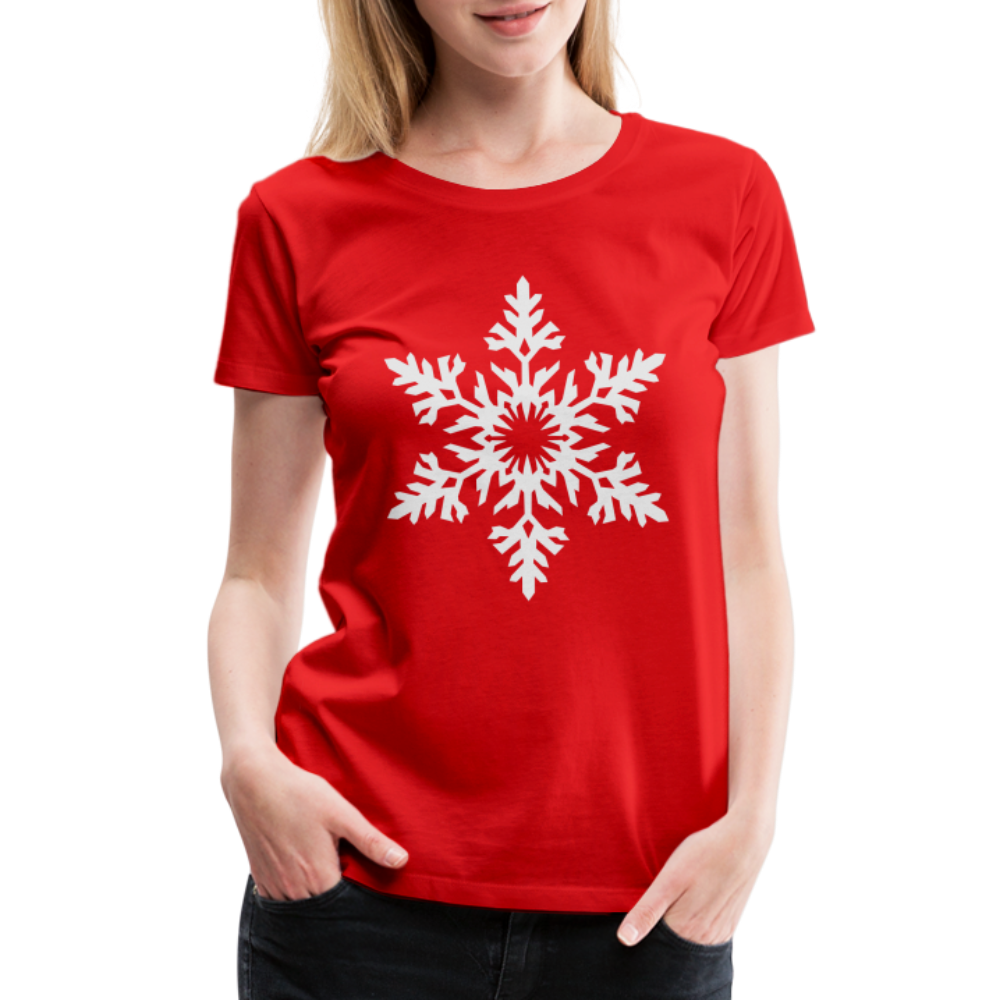 Snowflake Design T-Shirt For Women | Women’s Premium T-Shirt - red