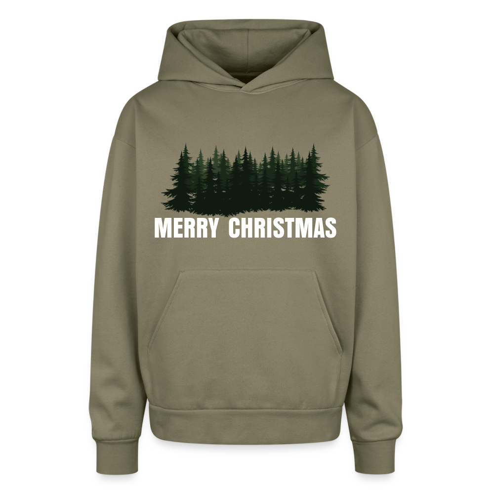 Merry Christmas Hooded Oversized Sweatshirts | Oversized Hooded Sweatshirt - olive