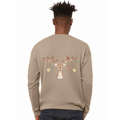 Reindeer with Decorative Hanging Ornaments | Bella + Canvas Unisex Sweatshirt - tan