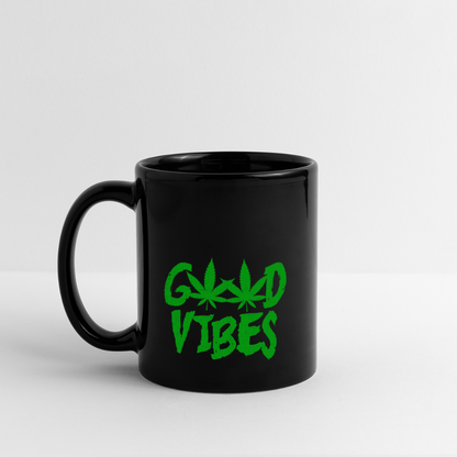 Good Vibes” Weed Leaf Cup – Cool & Relaxed Drinkware-Full black Color Mug - black