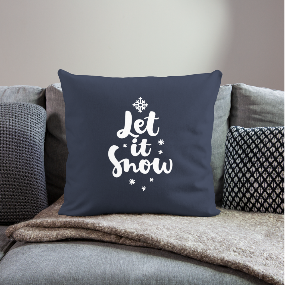 Throw Pillow Cover 18” x 18”– "Let It Snow" Design - navy