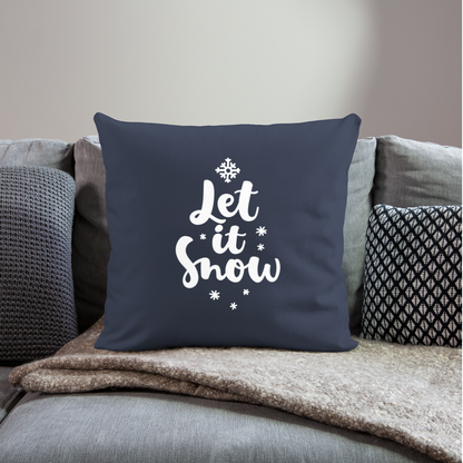 Throw Pillow Cover 18” x 18”– "Let It Snow" Design - navy