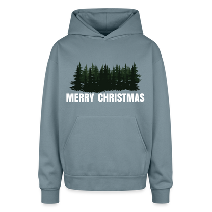 Merry Christmas Hooded Oversized Sweatshirts | Oversized Hooded Sweatshirt - stone blue