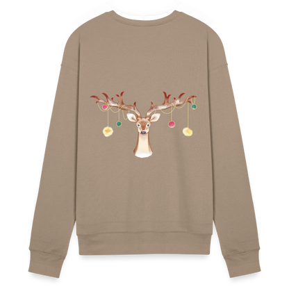 Reindeer with Decorative Hanging Ornaments | Bella + Canvas Unisex Sweatshirt - tan