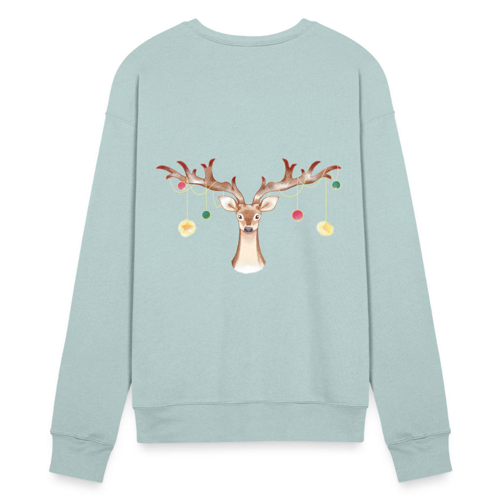 Reindeer with Decorative Hanging Ornaments | Bella + Canvas Unisex Sweatshirt - dusty blue