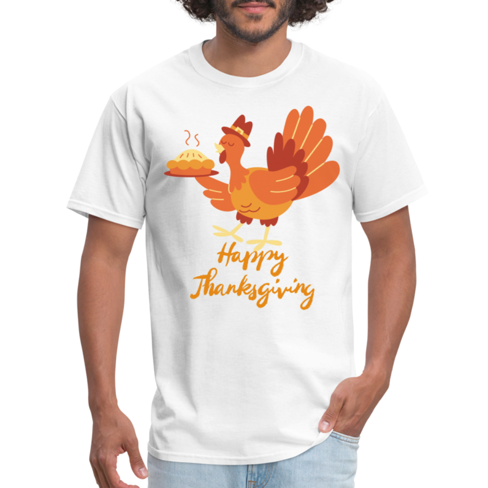 Happy Thanksgiving with Turkey | Unisex Classic T-Shirt for Men and Women - white