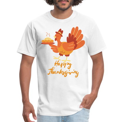 Happy Thanksgiving with Turkey | Unisex Classic T-Shirt for Men and Women - white