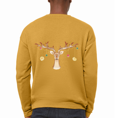 Reindeer with Decorative Hanging Ornaments | Bella + Canvas Unisex Sweatshirt - heather mustard