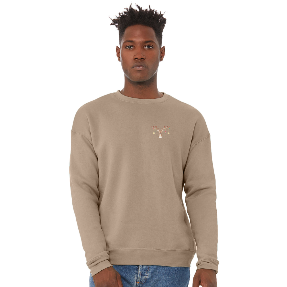 Reindeer with Decorative Hanging Ornaments | Bella + Canvas Unisex Sweatshirt - tan