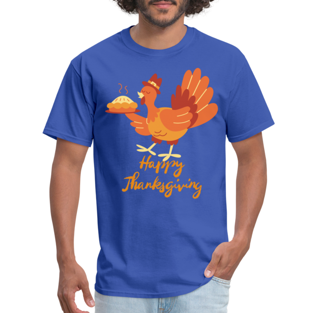 Happy Thanksgiving with Turkey | Unisex Classic T-Shirt for Men and Women - royal blue