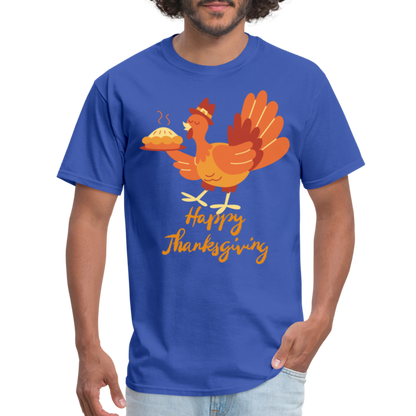 Happy Thanksgiving with Turkey | Unisex Classic T-Shirt for Men and Women - royal blue