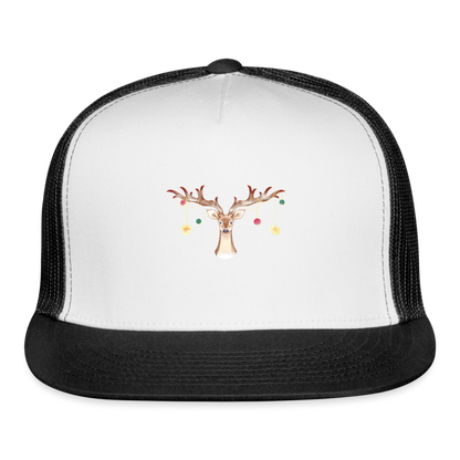 Reindeer with Decorative Hanging Ornaments | Trucker Hat - white/black