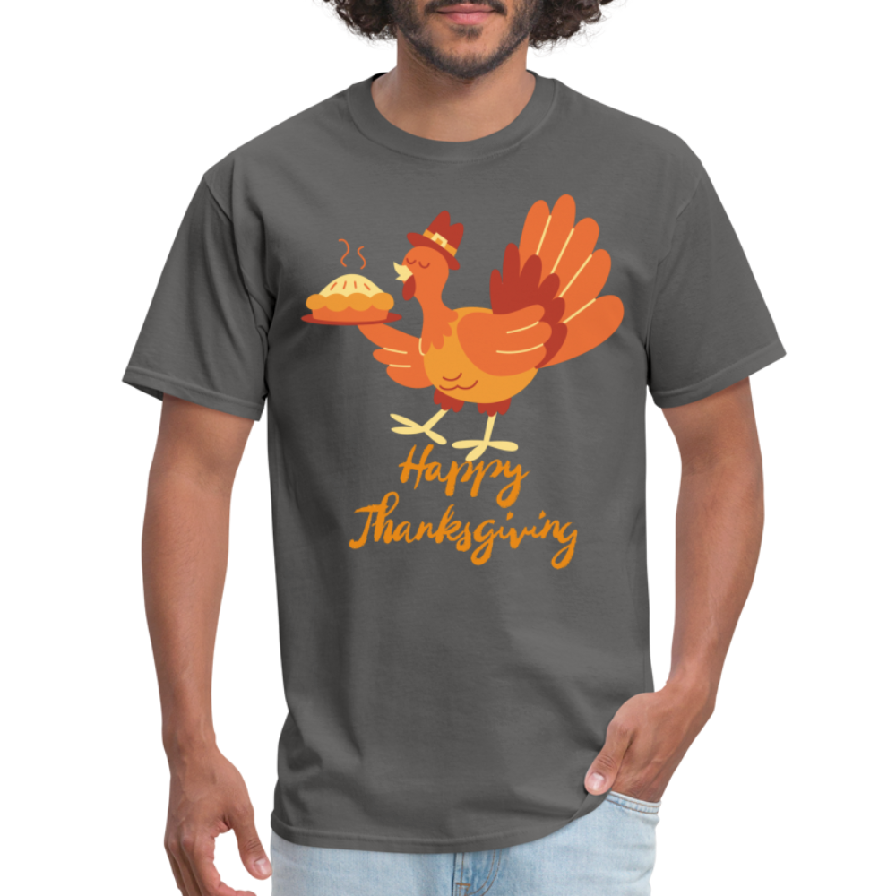 Happy Thanksgiving with Turkey | Unisex Classic T-Shirt for Men and Women - charcoal