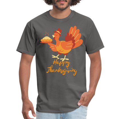 Happy Thanksgiving with Turkey | Unisex Classic T-Shirt for Men and Women - charcoal