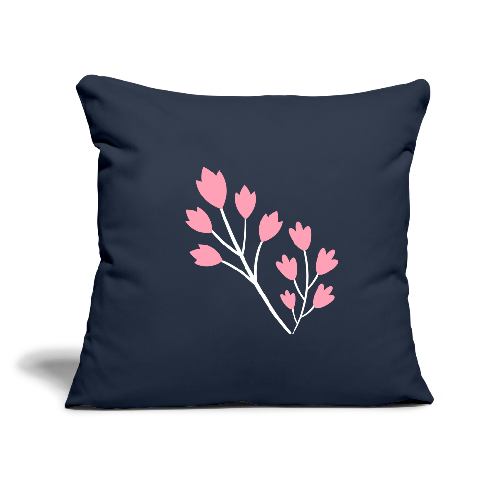 Throw Pillow Cover 18” x 18” – Elegant Flower Print Design - navy