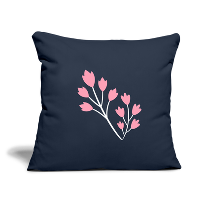 Throw Pillow Cover 18” x 18” – Elegant Flower Print Design - navy