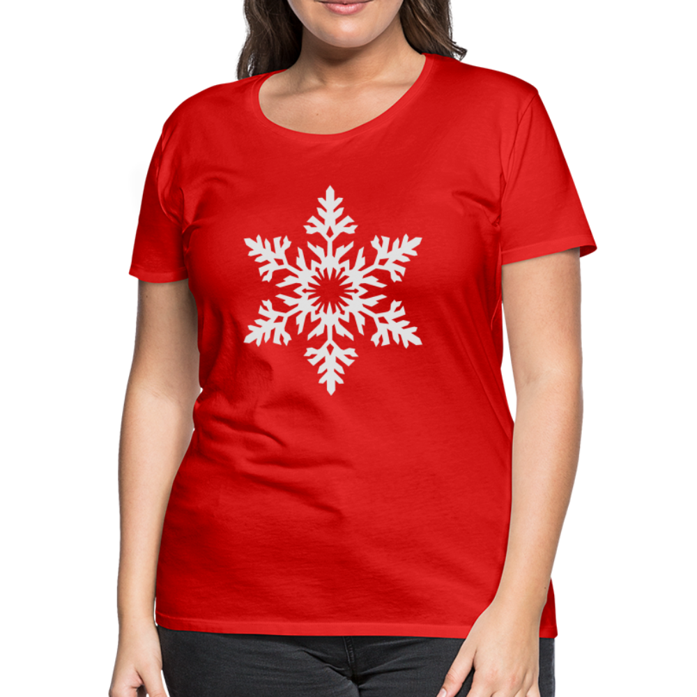 Snowflake Design T-Shirt For Women | Women’s Premium T-Shirt - red