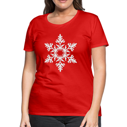 Snowflake Design T-Shirt For Women | Women’s Premium T-Shirt - red