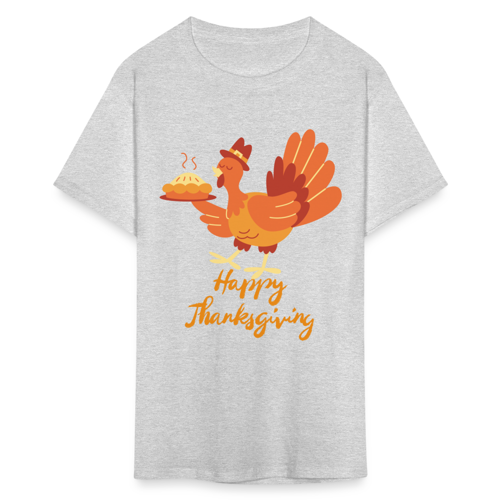 Happy Thanksgiving with Turkey | Unisex Classic T-Shirt for Men and Women - heather gray