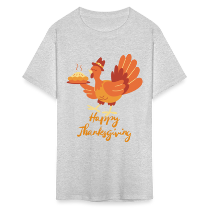 Happy Thanksgiving with Turkey | Unisex Classic T-Shirt for Men and Women - heather gray