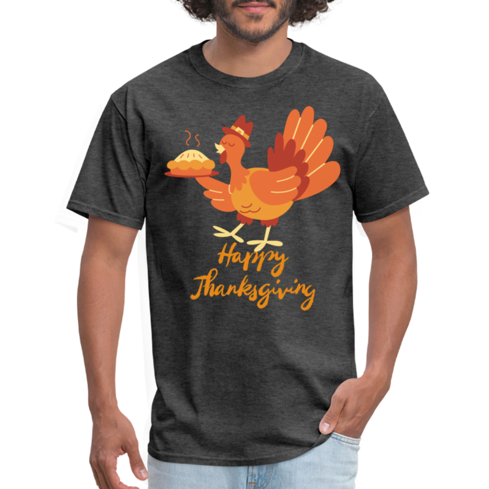 Happy Thanksgiving with Turkey | Unisex Classic T-Shirt for Men and Women - heather black